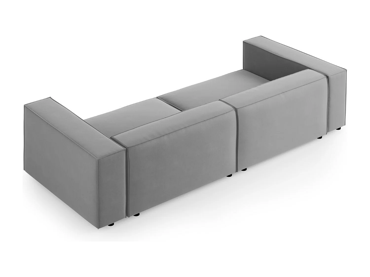 Cosmopolitan Design - Sofá "Arendal" 4 plazas de terciopelo gris claro - 244x102x70cm
