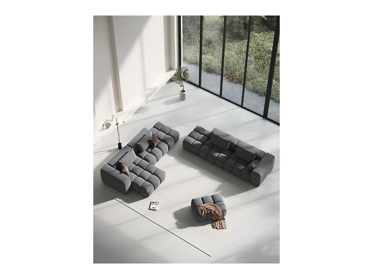 CXL by Christian Lacroix - Canapé modulable gauche "Lorella" 3 places en tissu structurel gris - 265x85x70cm