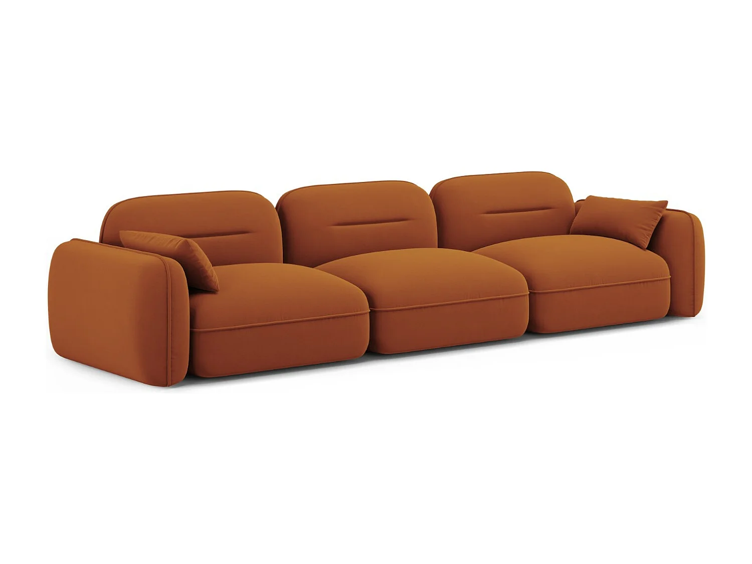 Cosmopolitan Design - Sofá modular "Sydney" 4 lugares em veludo terracota - 320x90x70cm