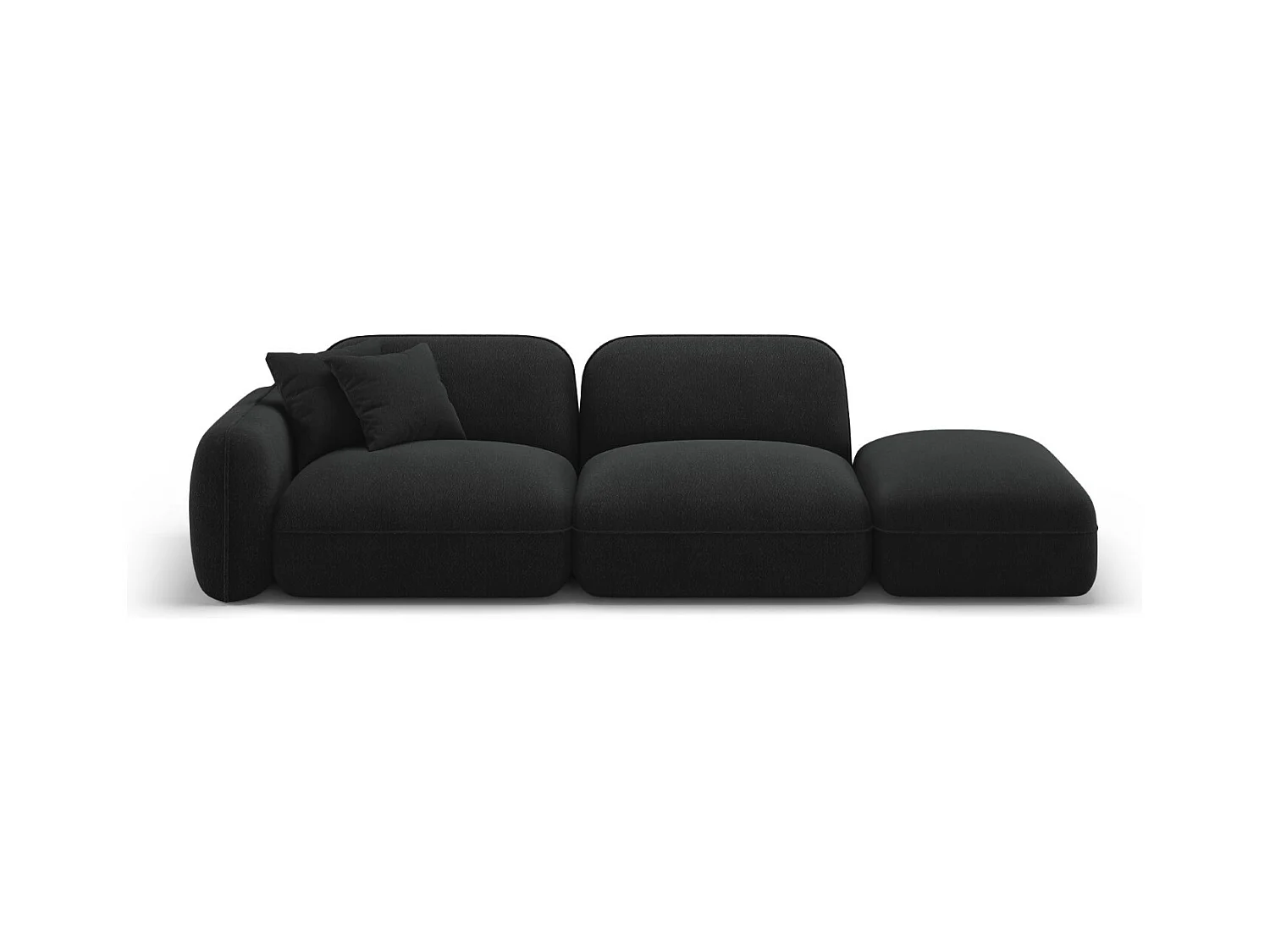 CXL by Christian Lacroix - Canapé modulable droit "Lucien" 3 places en velours anthracite - 295x90x70cm