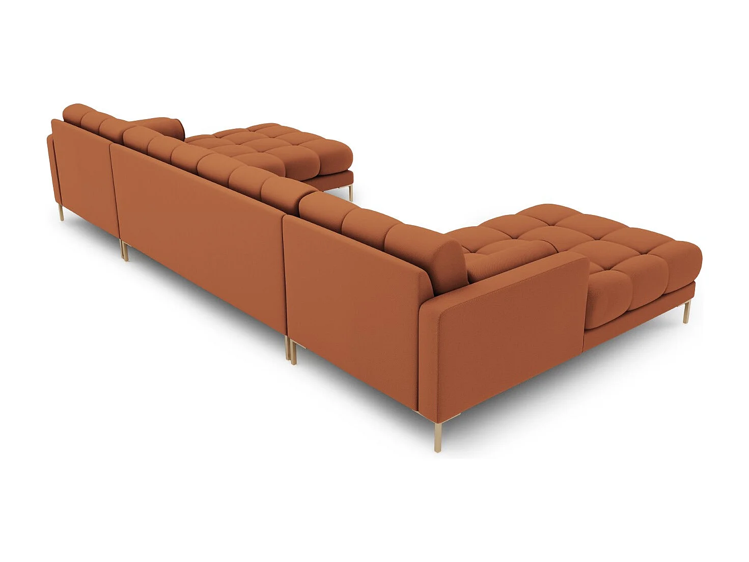 Cosmopolitan Design - Sofá panorámico "Bali" 7 plazas de tejido estructural ladrillo - 383x185x75cm