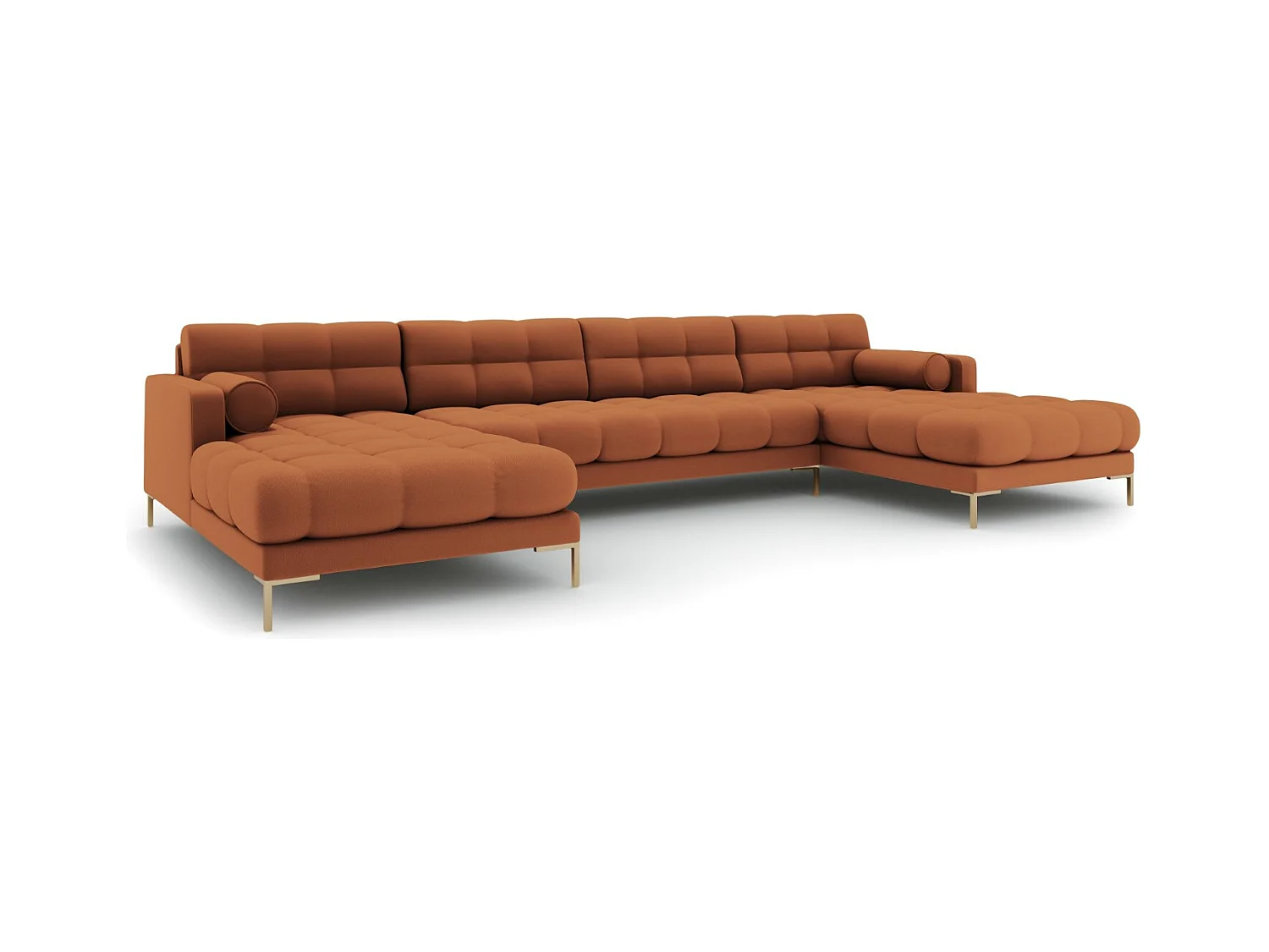Cosmopolitan Design - Sofa panoramiczna, "Bali" 7 miejsc tkanina strukturalna, cegła - 383x185x75cm