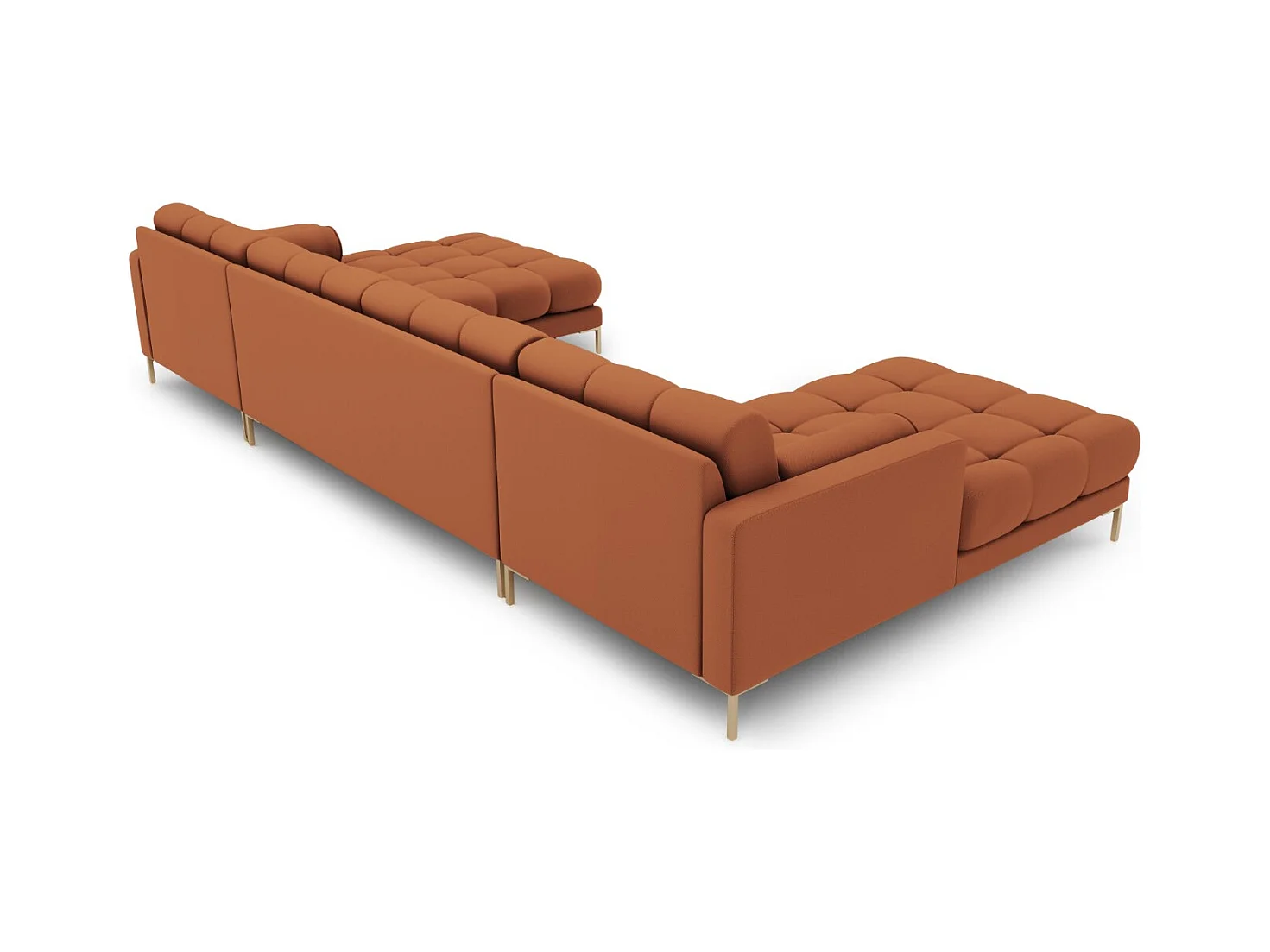 Cosmopolitan Design - Sofa panoramiczna, "Bali" 7 miejsc tkanina strukturalna, cegła - 383x185x75cm