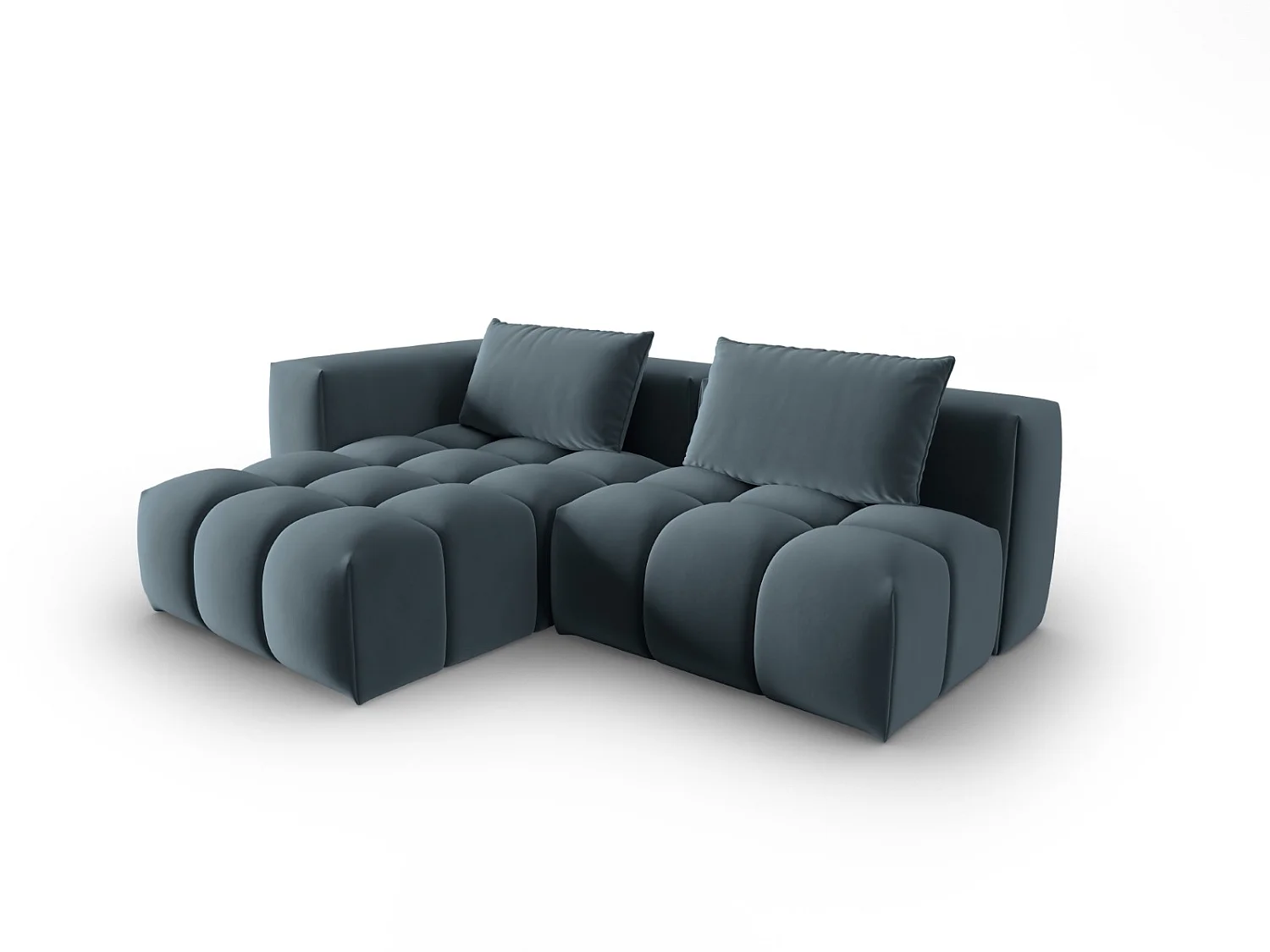 CXL by Christian Lacroix - 3-Sitzer modulares Ecksofa links "Lorella" Sitzer aus Samt pastellblau - 205x145x70cm