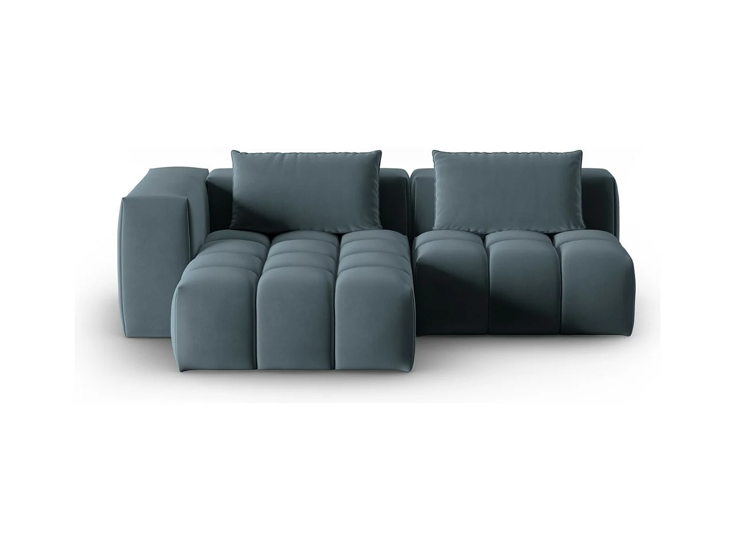 CXL by Christian Lacroix - Canapé d'angle gauche modulable "Lorella" 3 places en velours bleu pastel - 205x145x70cm