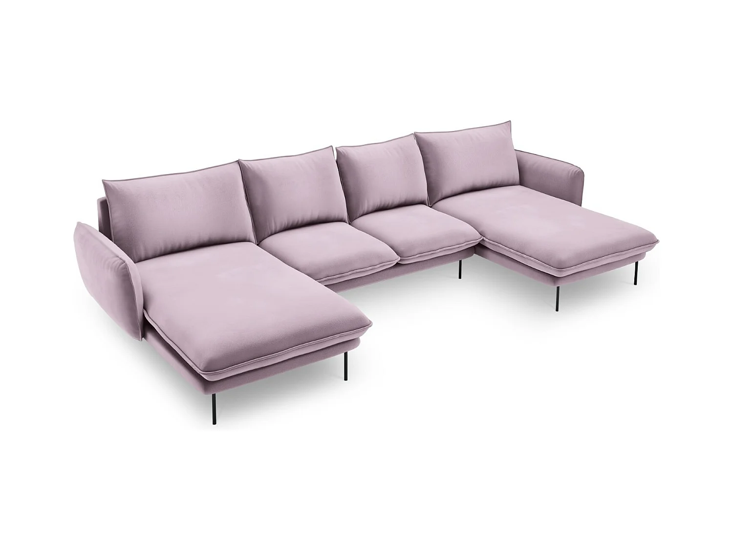 Cosmopolitan Design - Canapé panoramique "Vienna" 6 places en velours lavande - 350x170x95cm