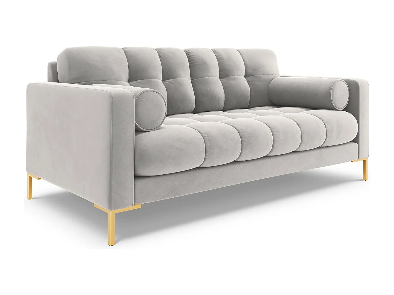 Cosmopolitan Design - Canapé "Bali" 2 places en velours argent - 152x92x75cm