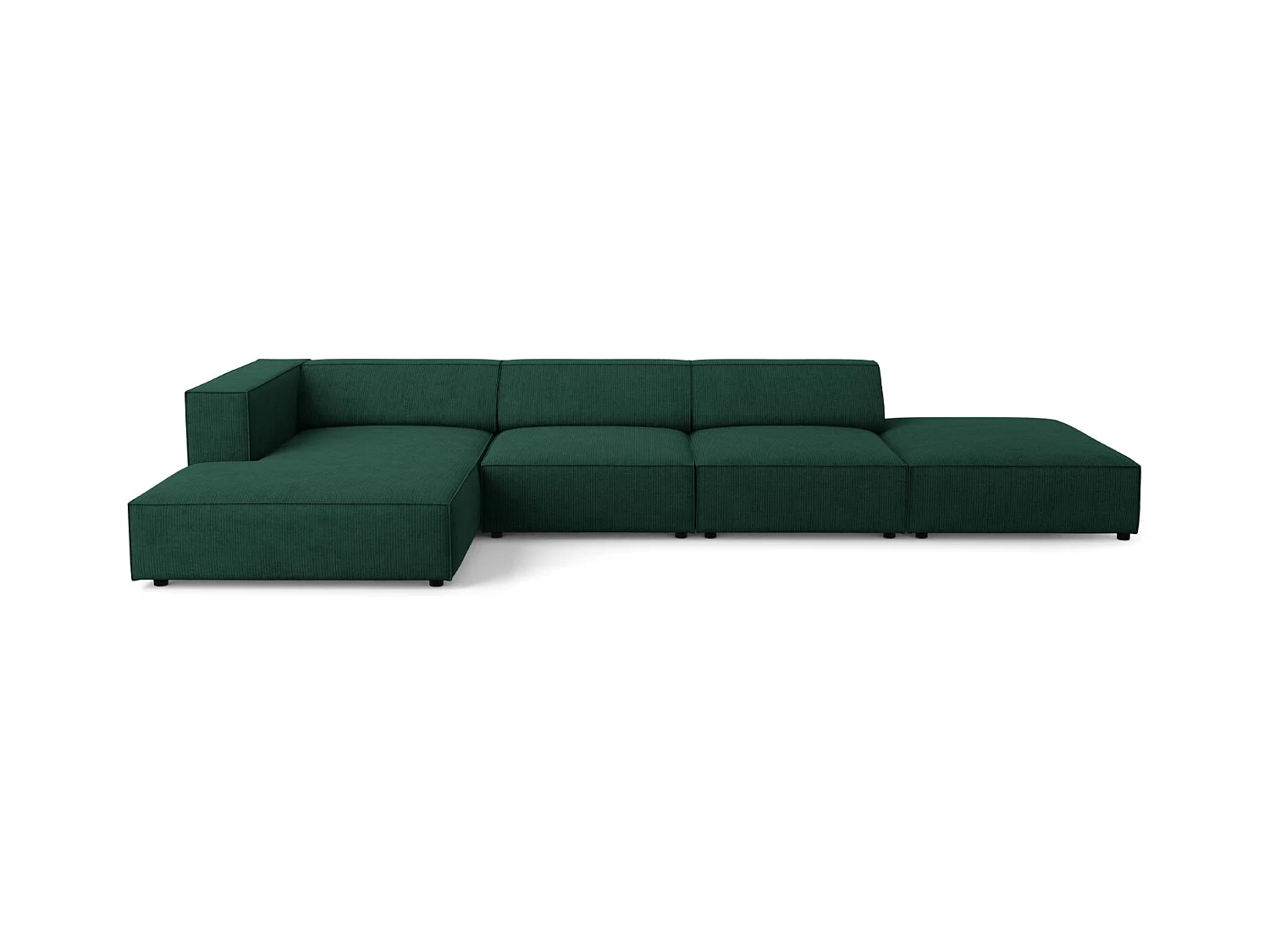 Cosmopolitan Design - Canapé d'angle gauche "Arendal" 5 places en chenille avec un effet côtelé vert bouteille - 341x166x70cm