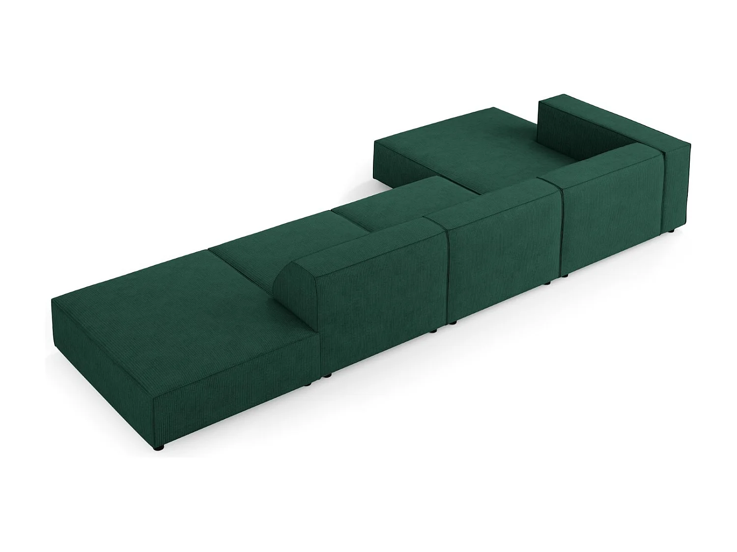 Cosmopolitan Design - Sofá de canto esquerdo "Arendal" 5 lugares em tecido chenille com efeito canelado verde garrafa - 341x166x70cm