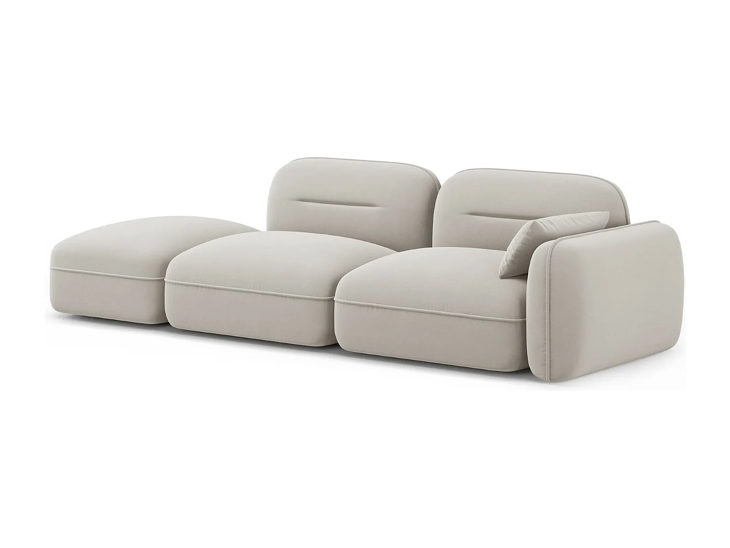 Cosmopolitan Design - Canapé modulable gauche "Sydney" 3 places en velours beige clair - 295x90x70cm