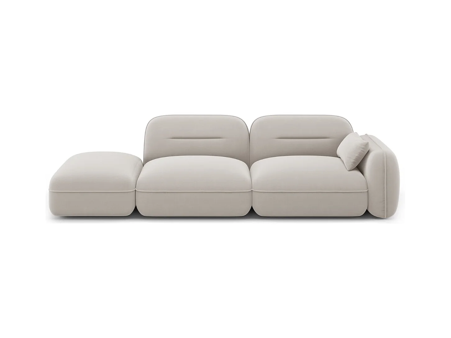 Cosmopolitan Design - Canapé modulable gauche "Sydney" 3 places en velours beige clair - 295x90x70cm