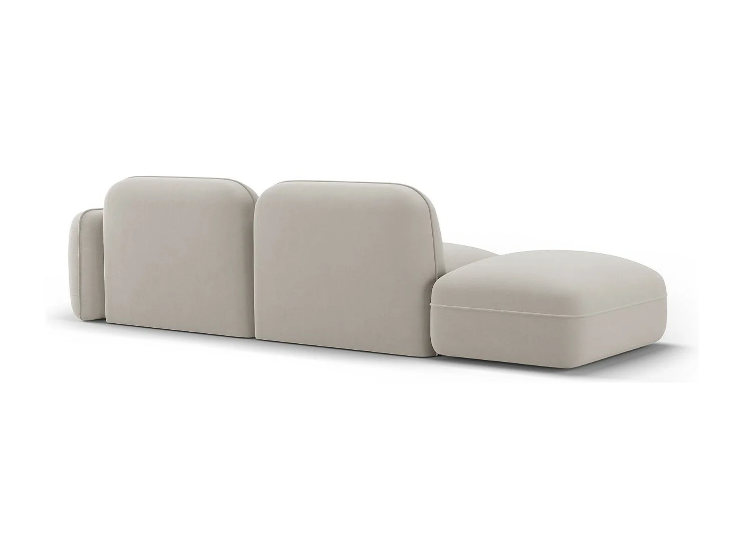 Cosmopolitan Design - Canapé modulable gauche "Sydney" 3 places en velours beige clair - 295x90x70cm