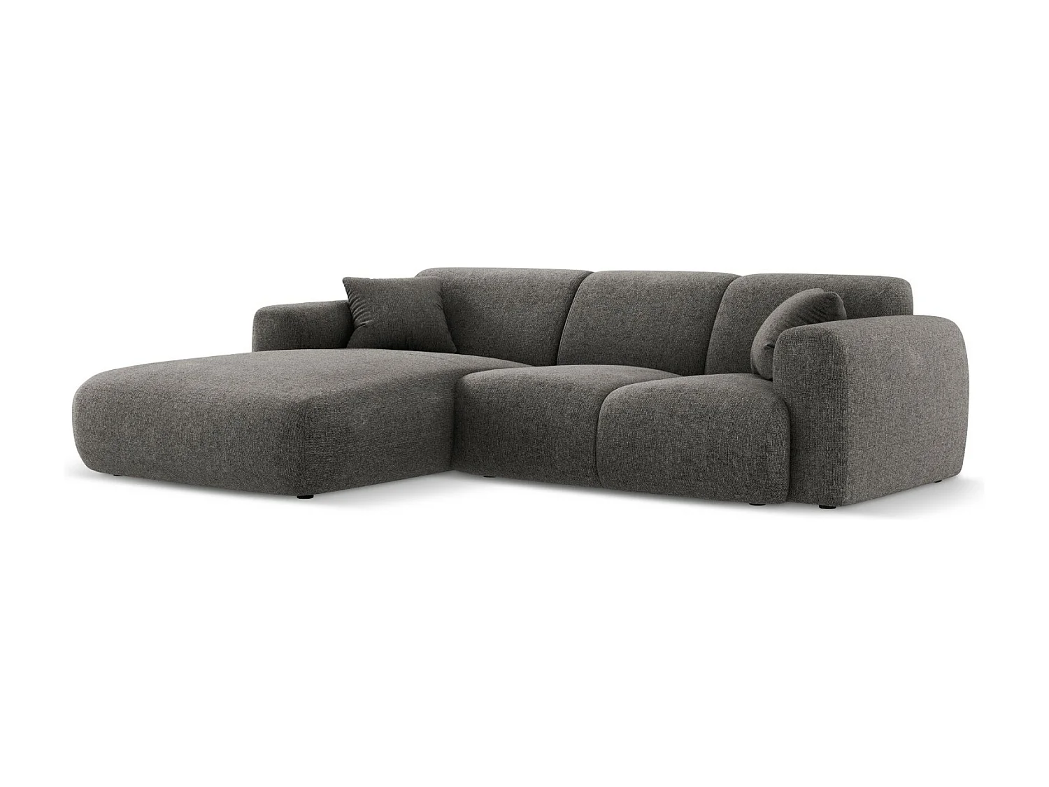 Cosmopolitan Design - Canapé d'angle gauche "Nolio" 4 places en chenille gris - 260x170x72cm