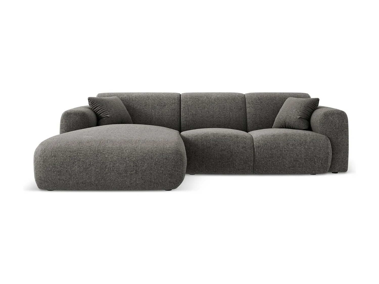 Cosmopolitan Design - Canapé d'angle gauche "Nolio" 4 places en chenille gris - 260x170x72cm