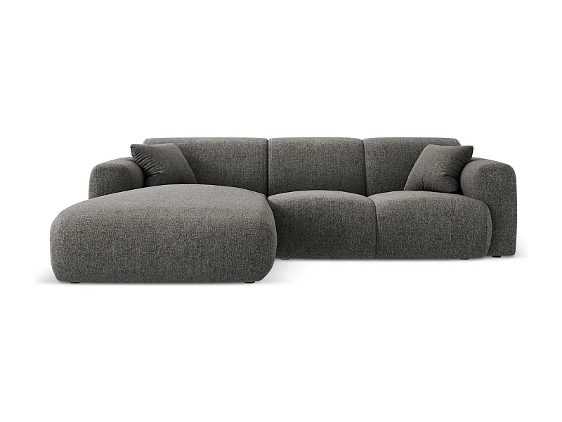 Cosmopolitan Design - Sofá de canto esquerdo "Nolio" 4 lugares em tecido chenille cinza - 260x170x72cm