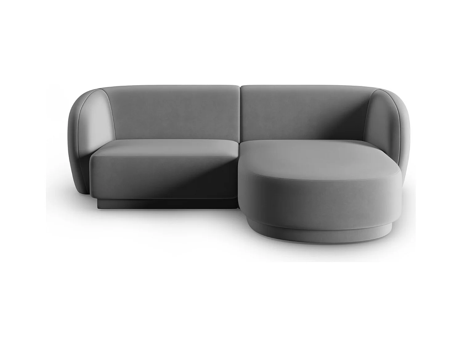 CXL by Christian Lacroix - Sofá modular de canto direito "Lionel" 3 lugares em veludo cinza - 188x155x74cm