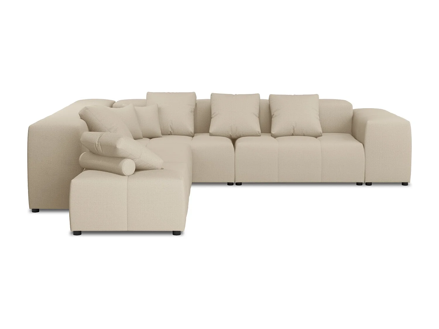 Cosmopolitan Design - Sofá de canto modular simétrico "Rome" 7 lugares em tecido estrutural bege - 320x320x75cm
