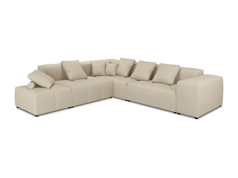 Cosmopolitan Design - Symmetrische modulaire hoekbank "Rome" 7 zitplaatsen, Structurele stof, Beige - 320x320x75cm