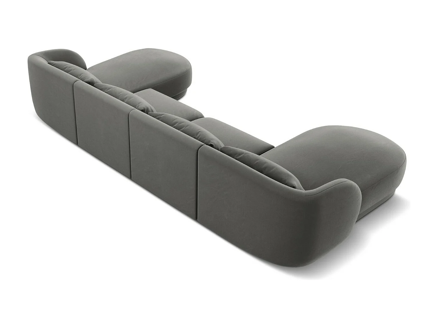 Cosmopolitan Design - Canapé panoramique "Tulum" 5 places en velours gris clair - 330x156x70cm