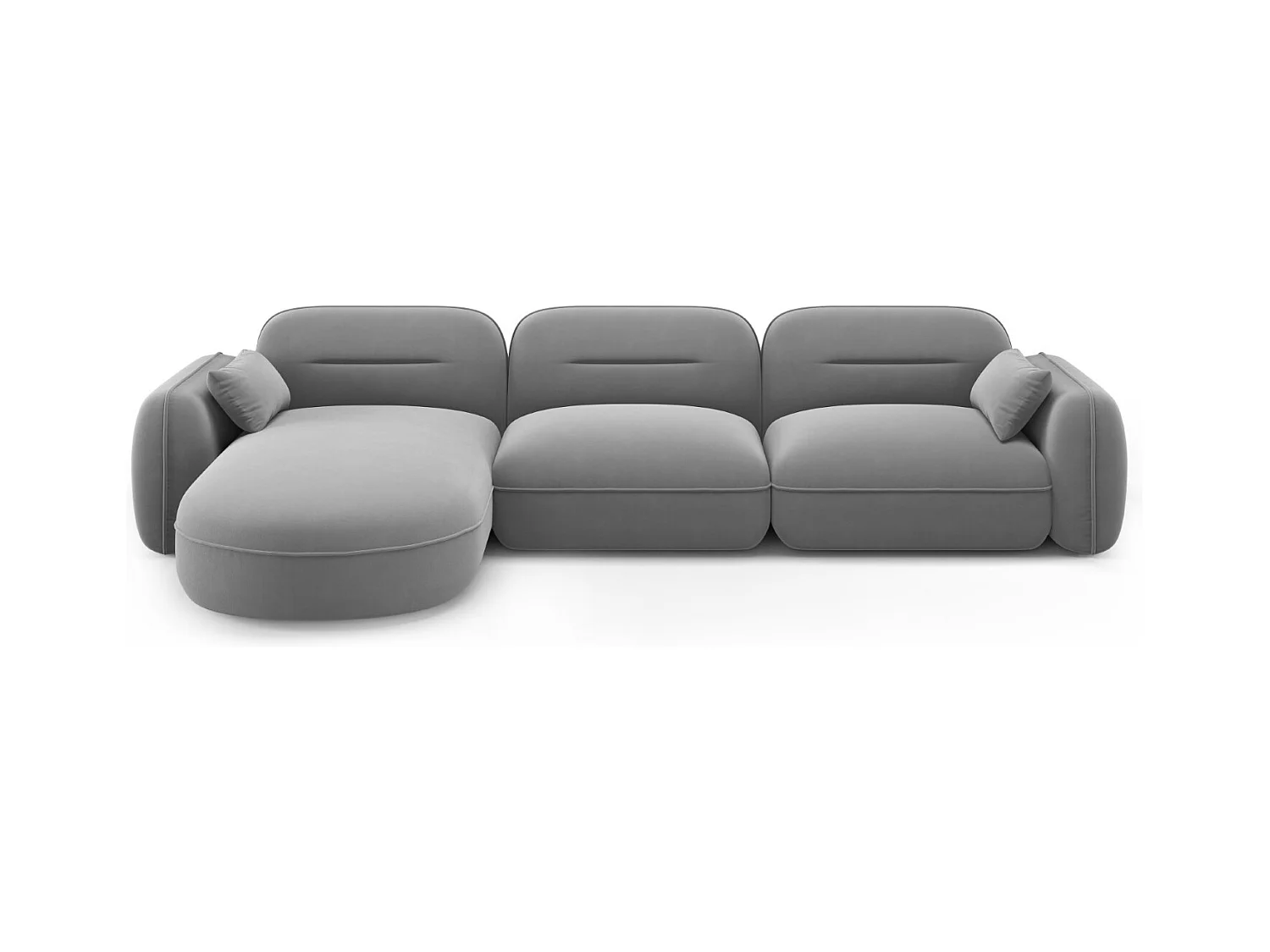 Cosmopolitan Design - Modulaire hoekbank links "Sydney" 4 zitplaatsen, Flueel, Lichtgrijs - 320x165x70cm