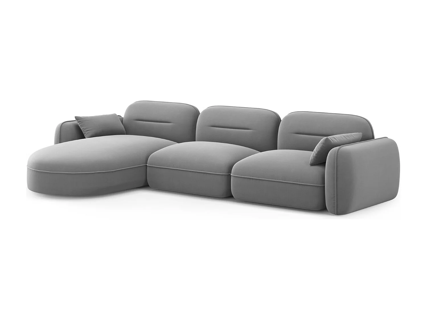 Cosmopolitan Design - Canapé d'angle gauche modulable "Sydney" 4 places en velours gris clair - 320x165x70cm
