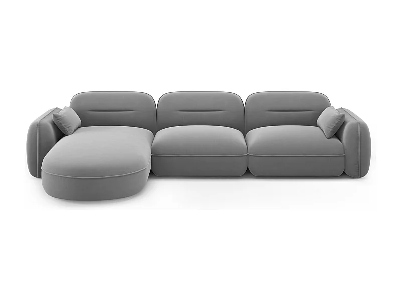 Cosmopolitan Design - Sofá modular de canto esquerdo "Sydney" 4 lugares em veludo cinza claro - 320x165x70cm