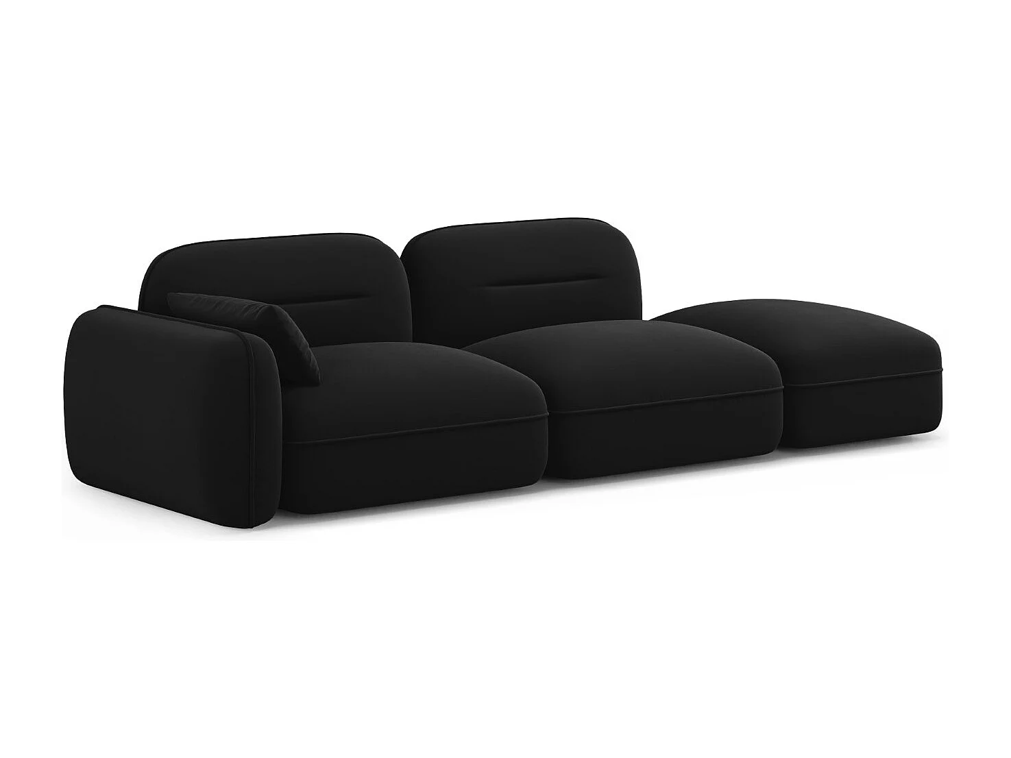 Cosmopolitan Design - Canapé modulable droit "Sydney" 3 places en velours noir - 295x90x70cm