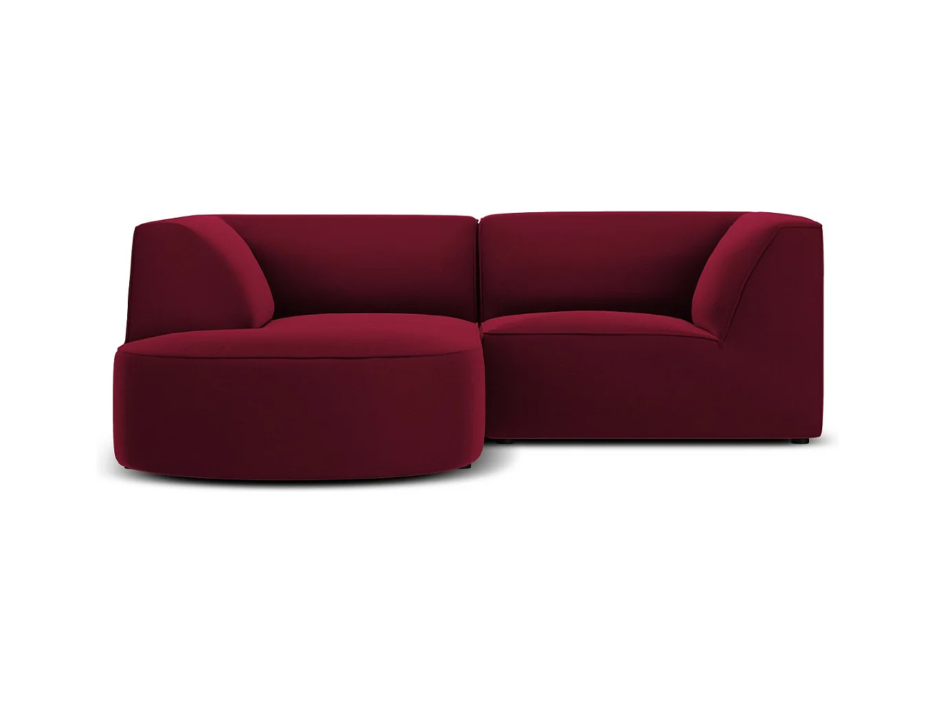 CXL by Christian Lacroix - Canapé d'angle gauche "Charles" 3 places en velours rouge - 186x180x69cm