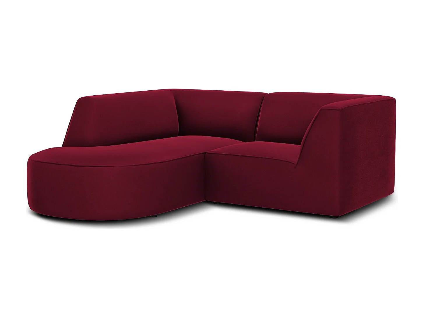 CXL by Christian Lacroix - Sofá de canto esquerdo "Charles" 3 lugares em veludo vermelho - 186x180x69cm