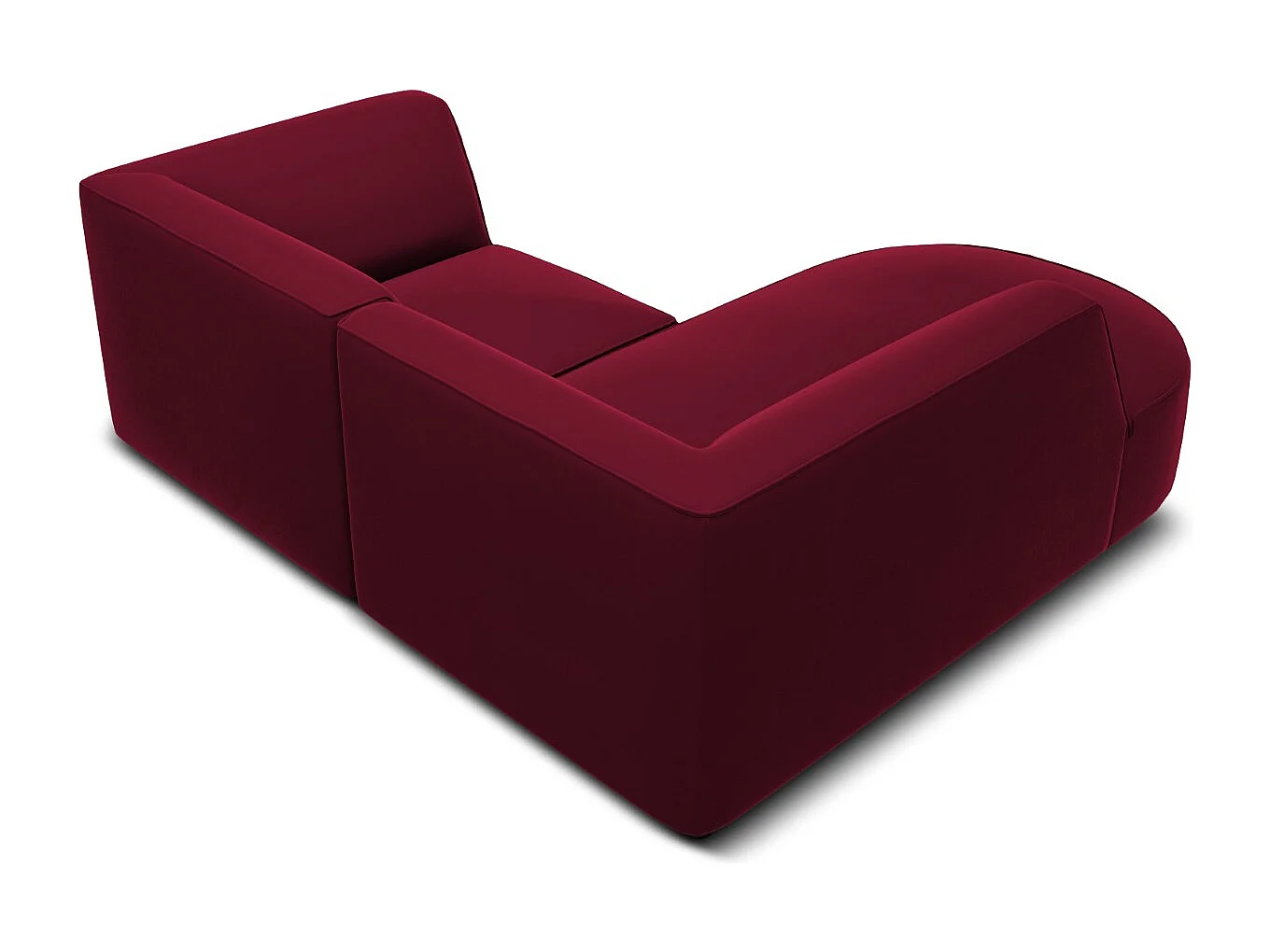 CXL by Christian Lacroix - Sofá de canto esquerdo "Charles" 3 lugares em veludo vermelho - 186x180x69cm