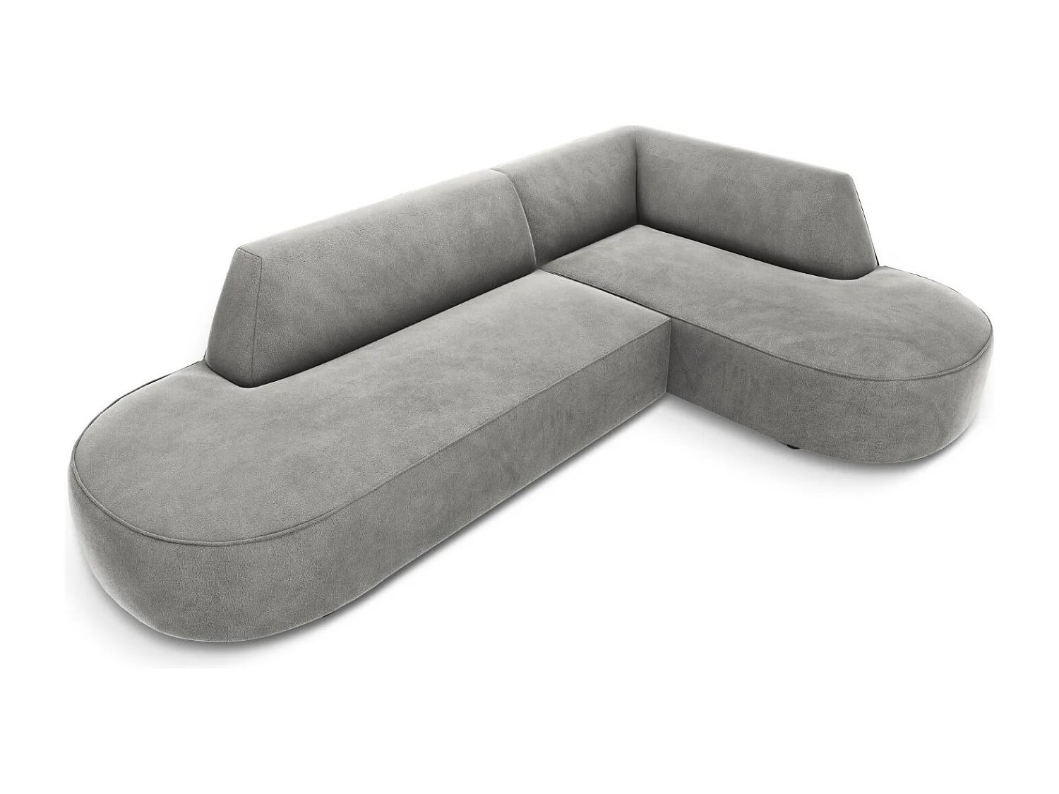 CXL by Christian Lacroix - Sofá esquinero derecho "Charles" 4 plazas de terciopelo gris claro - 273x180x69cm