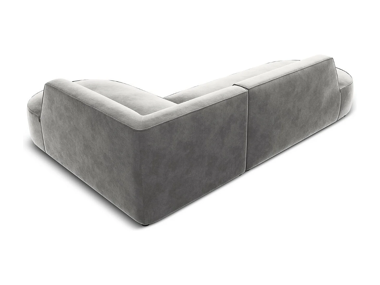 CXL by Christian Lacroix - Sofá esquinero derecho "Charles" 4 plazas de terciopelo gris claro - 273x180x69cm