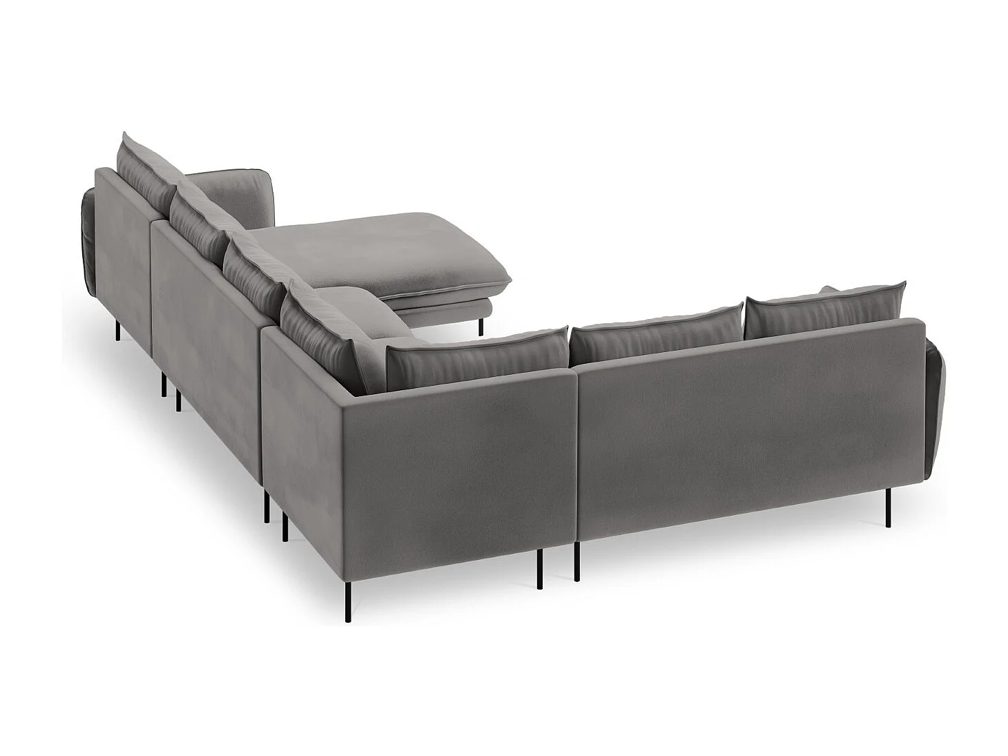 Cosmopolitan Design - 7-Sitzer Panoramasofa links "Vienna" aus Samt hellgrau - 330x235x95cm