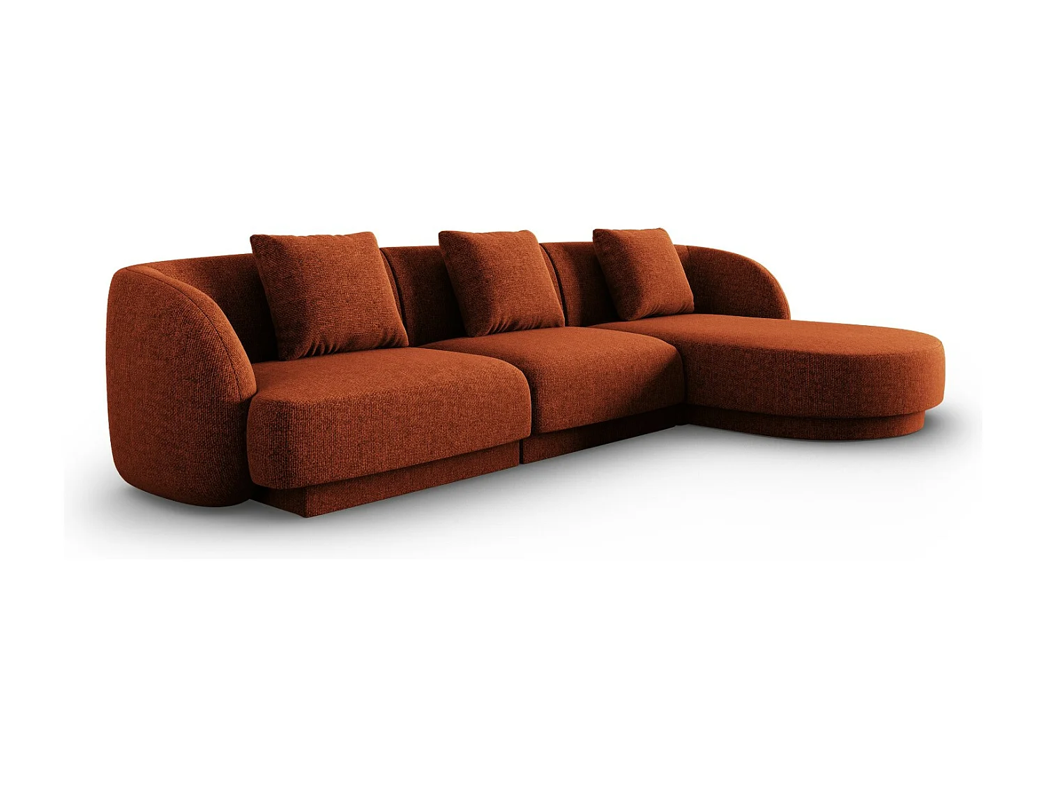 Cosmopolitan Design - Sofá esquinero derecho "Tulum" 4 plazas de tejido chenilla terracota - 255x156x70cm