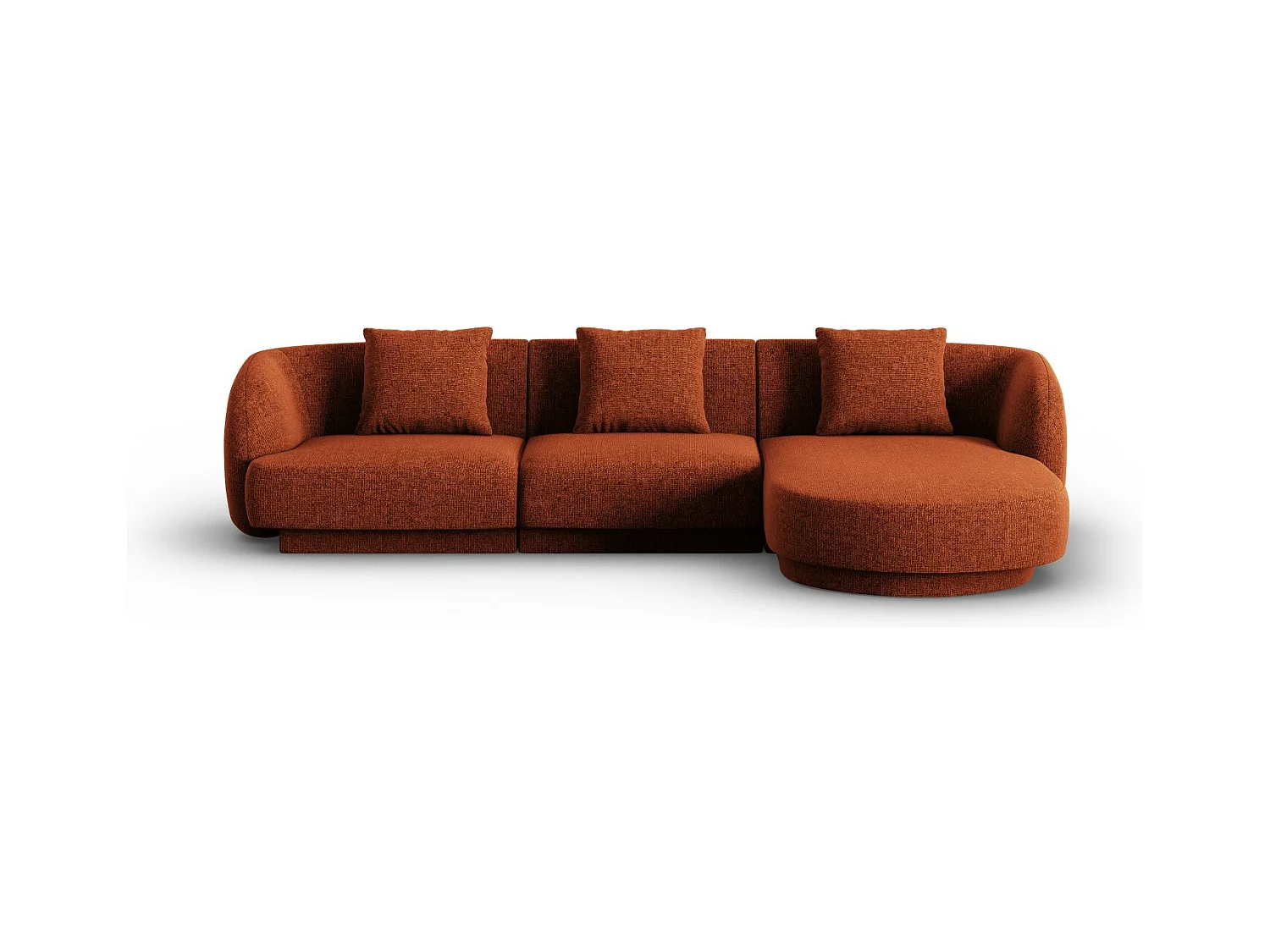 Cosmopolitan Design - Canapé d'angle droit "Tulum" 4 places en chenille terracotta - 255x156x70cm
