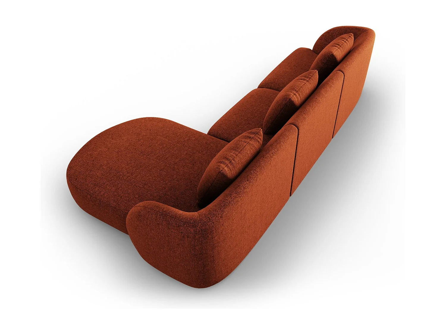 Cosmopolitan Design - Canapé d'angle droit "Tulum" 4 places en chenille terracotta - 255x156x70cm