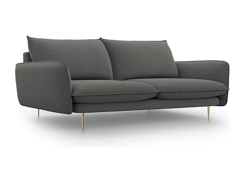 Cosmopolitan Design - Sofa, "Vienna" 3 miejsca tkanina strukturalna, szary ciemny - 200x92x95cm