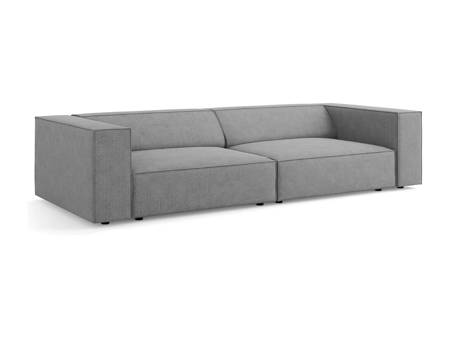 Cosmopolitan Design - Divano "Arendal" 4 posti in ciniglia con effetto a coste grigio scuro - 244x102x70cm
