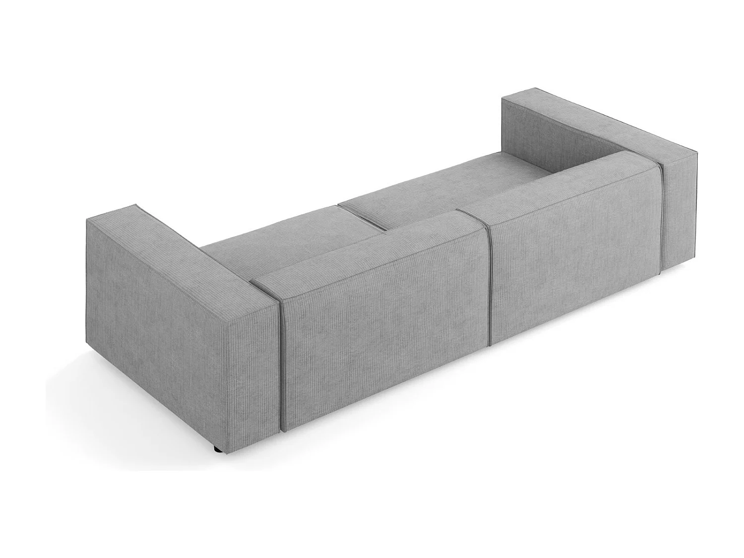 Cosmopolitan Design - Divano "Arendal" 4 posti in ciniglia con effetto a coste grigio scuro - 244x102x70cm