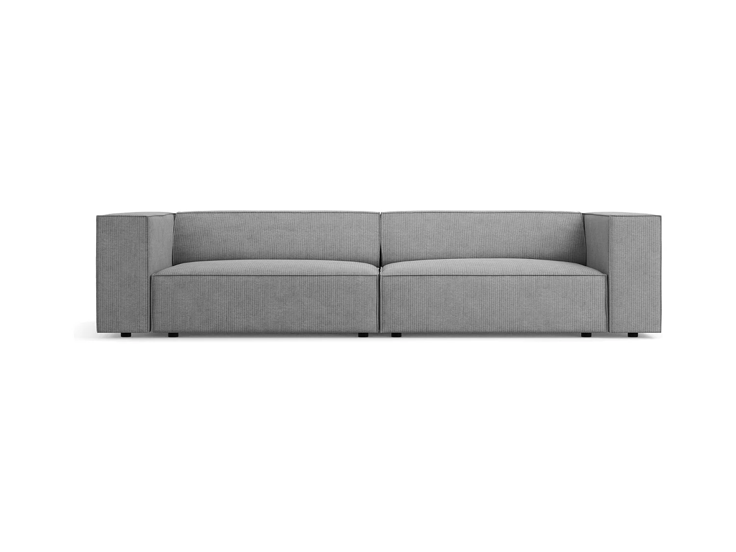 Cosmopolitan Design - Canapé "Arendal" 4 places en chenille avec un effet côtelé gris foncé - 244x102x70cm