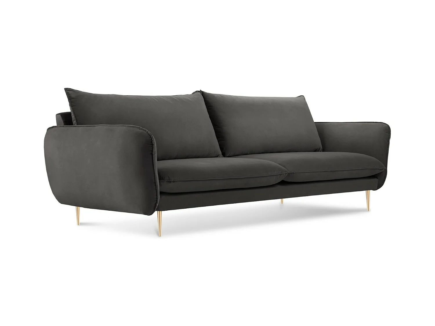 Cosmopolitan Design - Canapé "Vienna" 3 places en velours gris foncé - 200x92x95cm