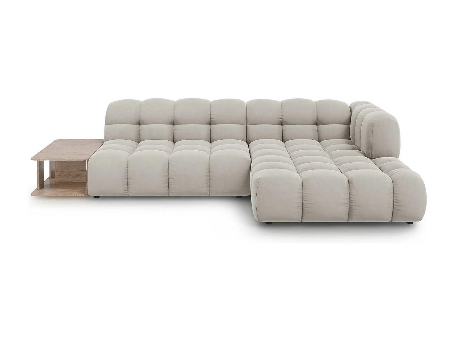 Cosmopolitan Design - 4-Sitzer modulares Ecksofa rechts "Sky" aus Samt leichtes beige - 297x162x75cm