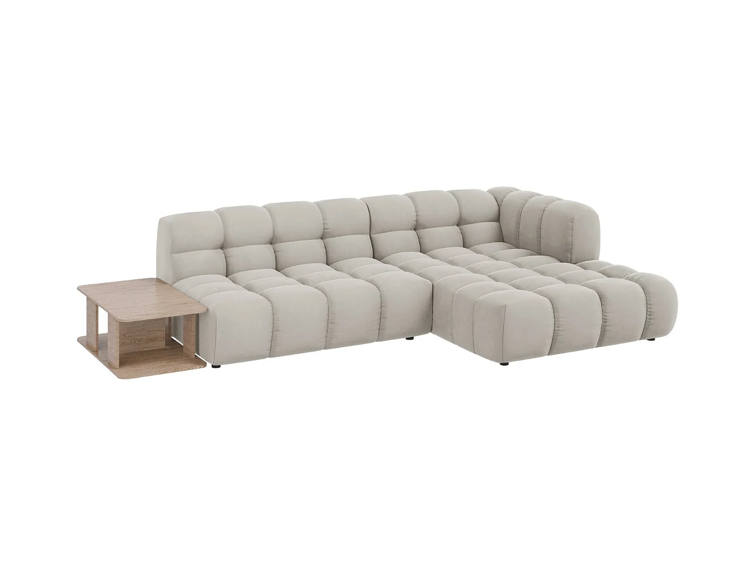 Cosmopolitan Design - 4-Sitzer modulares Ecksofa rechts "Sky" aus Samt leichtes beige - 297x162x75cm