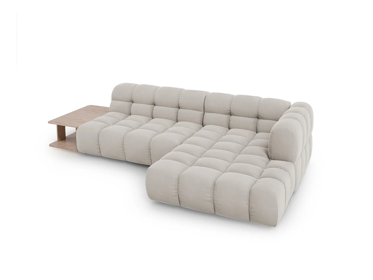 Cosmopolitan Design - 4-Sitzer modulares Ecksofa rechts "Sky" aus Samt leichtes beige - 297x162x75cm