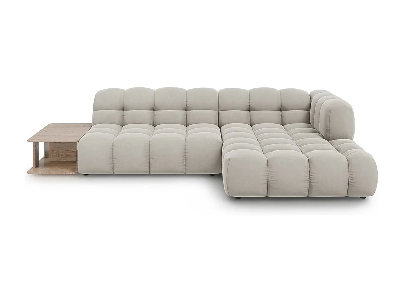 Cosmopolitan Design - Canapé d'angle droit modulable "Sky" 4 places en velours beige clair - 297x162x75cm