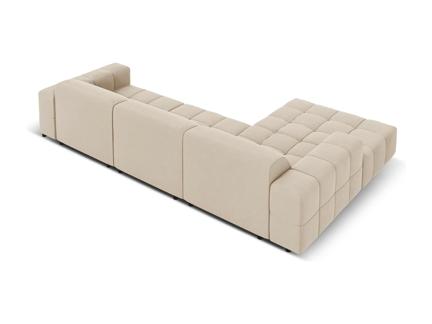 CXL by Christian Lacroix - Canapé d'angle gauche "Luc" 4 places en velours beige clair - 284x166x70cm