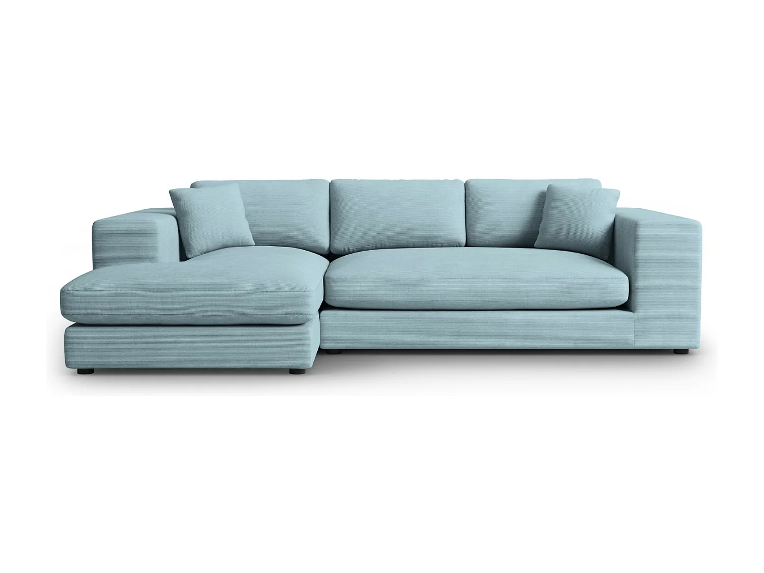 CXL by Christian Lacroix - 5-Sitzer Ecksofa links "Tendance" Sitzer aus Cord hellblau - 282x174x72cm