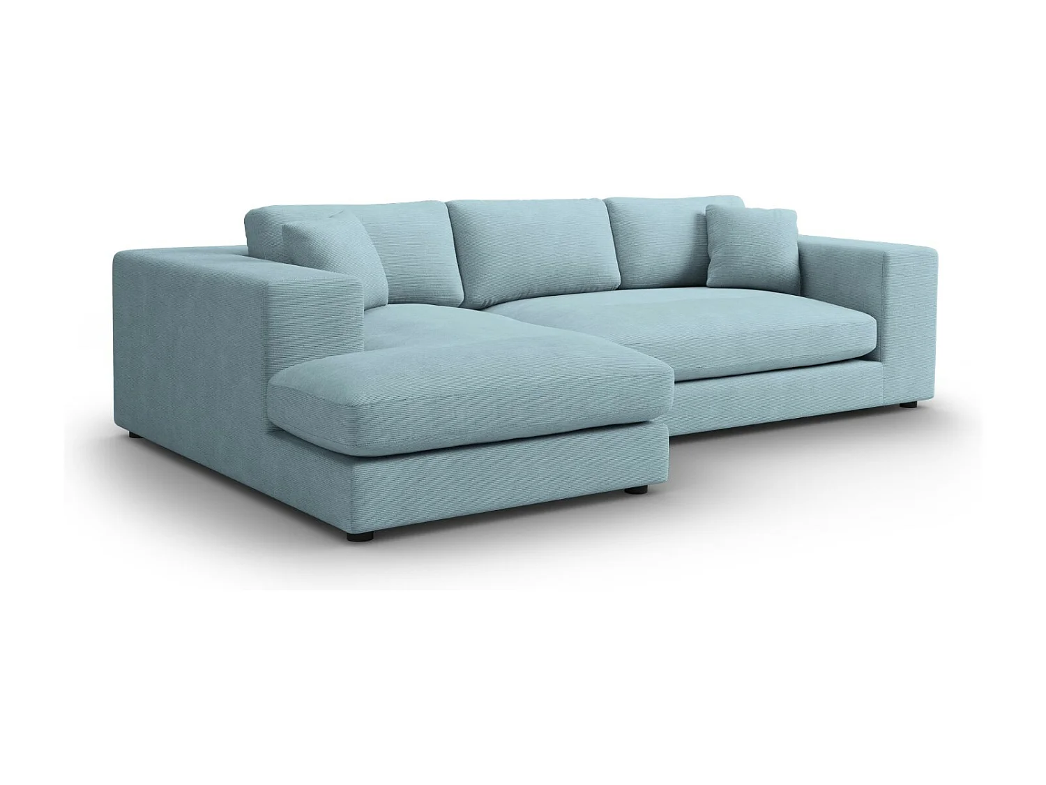 CXL by Christian Lacroix - 5-Sitzer Ecksofa links "Tendance" Sitzer aus Cord hellblau - 282x174x72cm