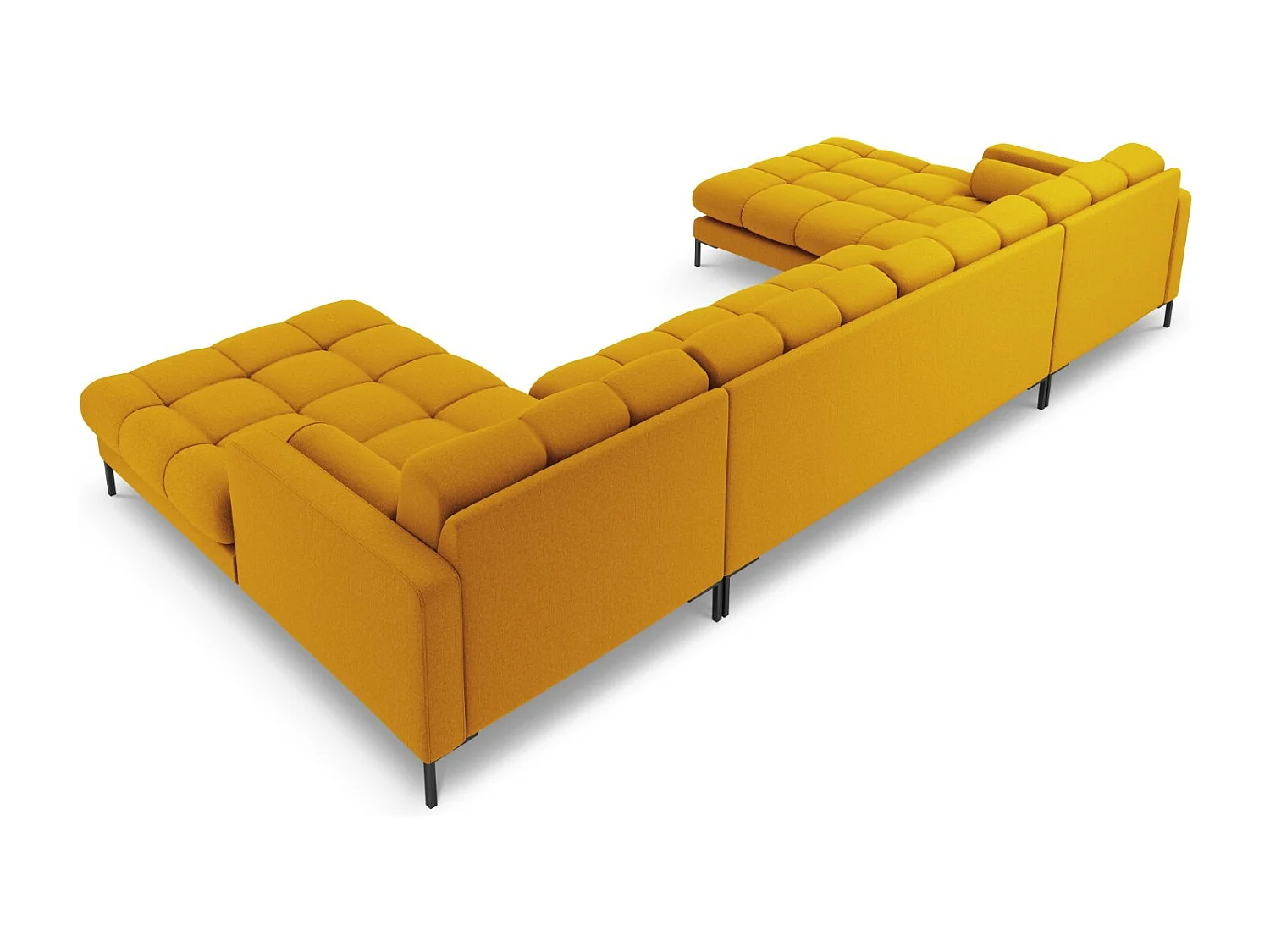Cosmopolitan Design - Panoramische bank "Bali" 7 zitplaatsen, Structurele stof, GEEL - 383x185x75cm