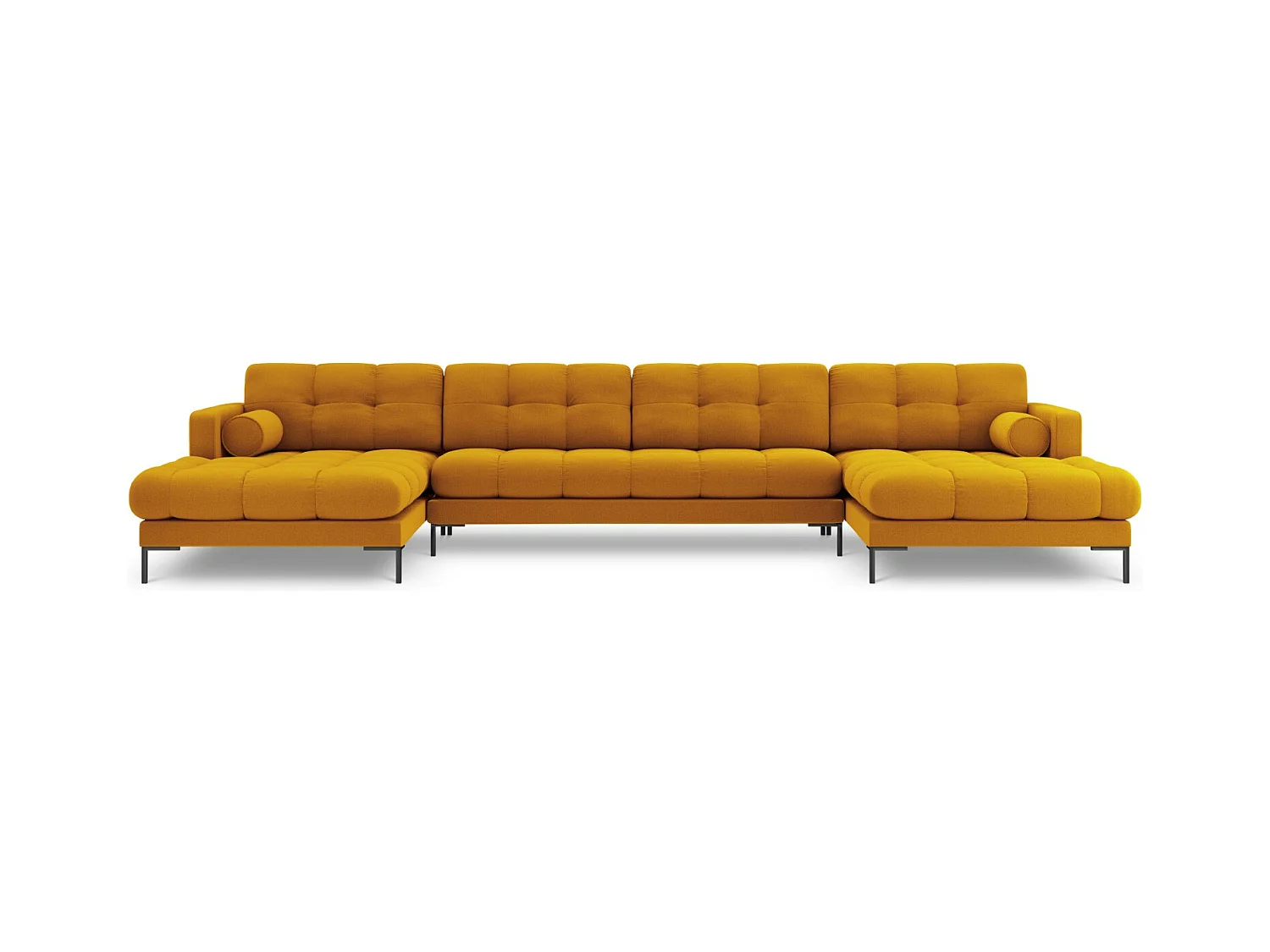 Cosmopolitan Design - Panoramische bank "Bali" 7 zitplaatsen, Structurele stof, GEEL - 383x185x75cm